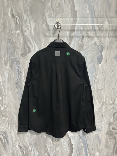 Dior Fashion Versatile Embroidered Clover Logo Casual Long Sleeve Shirt