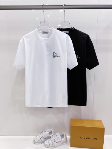 Yves Saint Laurent Fashion Logo Printed T-shirt Couple Casual Versatile Short Sleeve