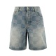 Louis Vuitton Fashion 3D Checkered Washed Casual Versatile Denim Shorts