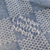 Louis Vuitton Fashion 3D Checkered Washed Casual Versatile Denim Shorts
