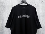Balenciaga Fashion Crystal Diamond Logo T-shirt Couple Casual Oversize Short Sleeve
