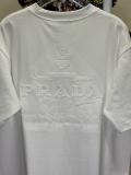 Prada Classic Embroidered Logo T-shirt Couple Casual Versatile Short Sleeve
