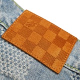 Louis Vuitton Fashion 3D Checkered Washed Casual Versatile Denim Shorts