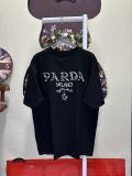 Prada 26SS Classic Embroidered Logo T-shirt Couple Casual Versatile Short Sleeve