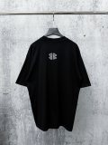 Balenciaga Fashion Crystal Diamond Logo T-shirt Couple Casual Oversize Short Sleeve
