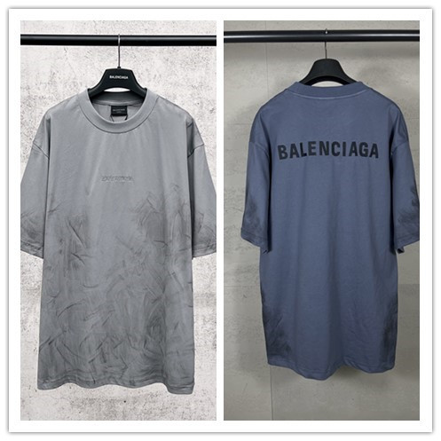 Balenciaga Retro Embroidered Logo T-shirt Couple Casual Loose Tie Dyeing Short Sleeve