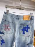 Chrome Hearts 26SS Fashion Leather Cross Denim Shorts Unisex Casual Washed Shorts