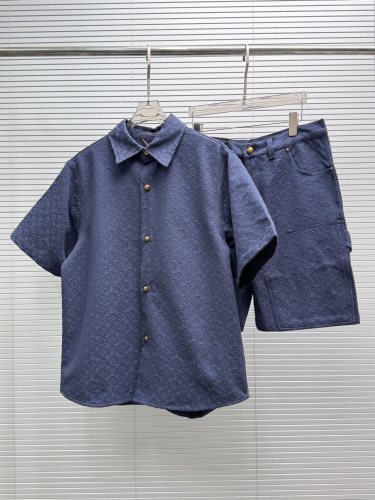 Louis Vuitton 26SS Unisex Fashion Full Logo Casual Denim Shirt Set