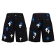 Chrome Hearts Fashion Blue White Leather Cross Denim Shorts Couple Casual Versatile Shorts
