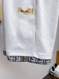 Fendi Fashion Embroidered Logo Splicing Shorts for Men's Casual Drawstring Sports Pants