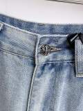 Chrome Hearts 26SS High Street Cross Denim Shorts Unisex Casual Washed Shorts