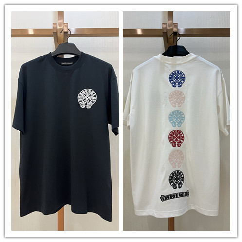 Chrome Hearts Fashion Color Cross Embroidered T-shirt Couple Casual Loose Short Sleeve