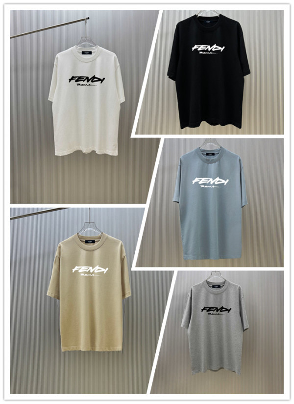 Fendi Classic Logo Printed Short Sleeve Unisex Casual Versatile T-shirt