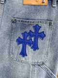Chrome Hearts 26SS Fashion Leather Cross Denim Shorts Unisex Casual Washed Shorts