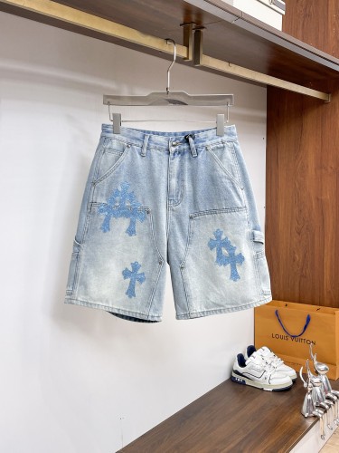Chrome Hearts 26SS High Street Cross Denim Shorts Unisex Casual Washed Shorts