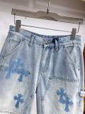 Chrome Hearts 26SS High Street Cross Denim Shorts Unisex Casual Washed Shorts