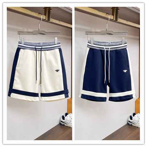 Dior 26SS Fashion Embroidered Logo Splicing Shorts for Men's Casual Drawstring Sports Pants