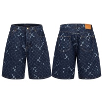 Louis Vuitton Fashion Retro Full Logo Denim Shorts Casual Versatile Shorts Louis Vuitton Fashion Retro Full Logo Denim Shorts Casual Versatile Shorts