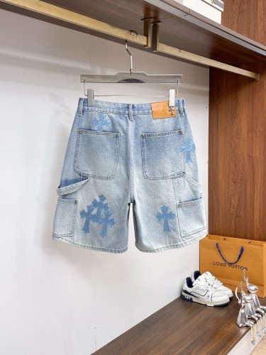 Chrome Hearts 26SS High Street Cross Denim Shorts Unisex Casual Washed Shorts
