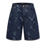 Louis Vuitton Fashion Retro Full Logo Denim Shorts Casual Versatile Shorts