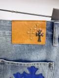 Chrome Hearts 26SS Fashion Leather Cross Denim Shorts Unisex Casual Washed Shorts