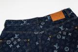 Louis Vuitton Fashion Retro Full Logo Denim Shorts Casual Versatile Shorts