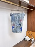 Chrome Hearts 26SS Fashion Leather Cross Denim Shorts Unisex Casual Washed Shorts