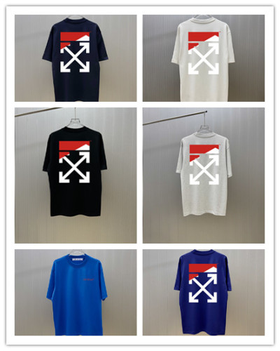 Off White Classic Arrow Logo Printed T-shirt Couple Casual Loose Short Sleeve