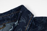 Louis Vuitton Fashion Full Logo Casual Versatile Short Sleeve Denim Shirt