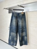 Balenciaga New Couple High Street Patch Logo Letter Washed Wide Leg Jeans