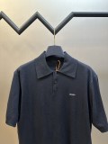 Prada Fashion Versatile Embroidered Logo Polo Collar Knitted Short Sleeve