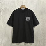 Chrome Hearts 26SS Fashion Embroidered Horseshoe Cross T-shirt Unisex Casual Loose Short Sleeve
