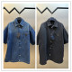 Prada Fashion Versatile Triangle Logo Denim Short Sleeved Shirt