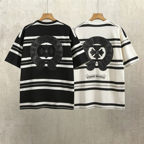 Chrome Hearts 26SS Fashion Leather Horseshoe Cross T-shirt Unisex Casual Loose Short Sleeve