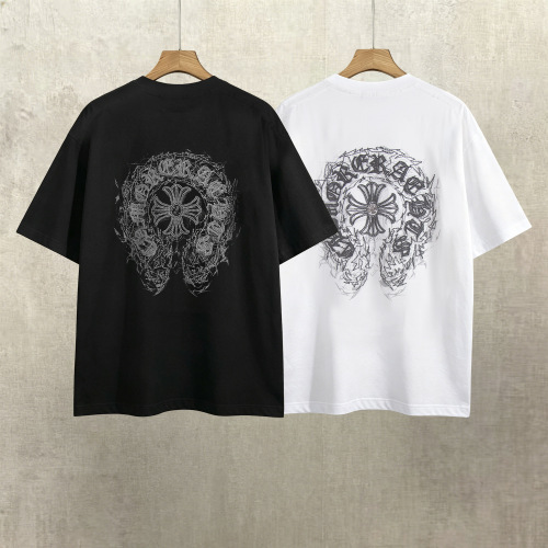 Chrome Hearts 26SS Fashion Embroidered Horseshoe Cross T-shirt Unisex Casual Loose Short Sleeve