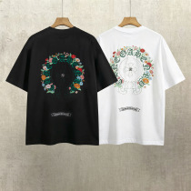 Chrome Hearts 26SS Fashion Embroidered Flower Horseshoe T-shirt Unisex Casual Loose Short Sleeve Chrome Hearts 26SS Fashion Embroidered Flower Horseshoe T-shirt Unisex Casual Loose Short Sleeve