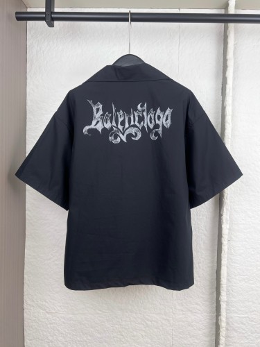 Balenciaga Classic Versatile Casual Letter Printed Short Sleeve Shirt