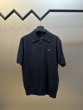 Prada Fashion Versatile Embroidered Logo Polo Collar Knitted Short Sleeve