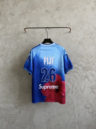 Supreme x FIJI 26SS Fashion Logo Printed Football Shirt Unisex Casual Loose Short Sleeve