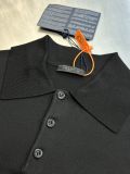 Prada Fashion Versatile Embroidered Logo Polo Collar Knitted Short Sleeve