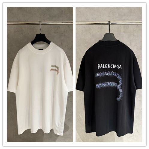 Balenciaga Classic Retro Hand Drawn Logo Printed Short Sleeve Unisex Casual Loose T-shirt