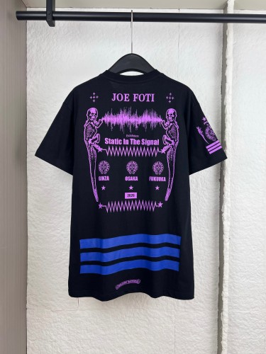 Chrome Hearts Fashion Pink Skull Print T-shirt Couple Casual Versatile Short Sleeve