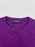 Louis Vuitton Fashion Embroidery Logo Checkerboard Jacquard Casual Versatile Knitted Short Sleeve
