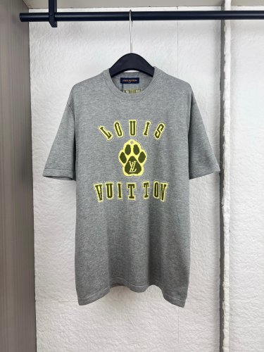 Louis Vuitton Fashion Dog Palm Logo Jacquard Casual Versatile Knitted Short Sleeve