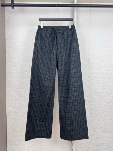 Balenciaga Fashion Checkered Alphabet Embroidered Drawstring Casual Pants