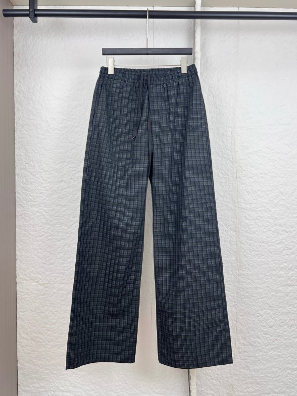 Balenciaga Fashion Checkered Alphabet Embroidered Drawstring Casual Pants