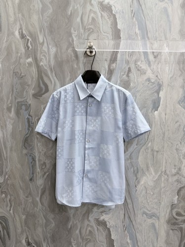 Louis Vuitton 26SS Fashion Chessboard Logo Jacquard Casual Versatile Short Sleeve Shirt