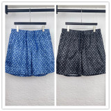 Louis Vuitton Classic Full Logo Printed Drawstring Shorts Couple Casual Breathable Mesh Sports Pants