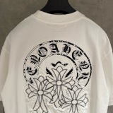 Chrome Hearts Fashion Patch Embroidered Round Neck T-shirt Unisex Casual Versatile Short Sleeve
