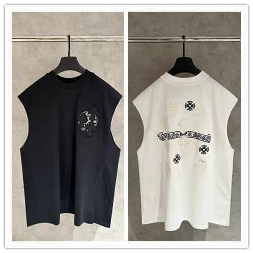 Chrome Hearts Classic Fashion Patchwork Embroidered Cross Casual Sleeveless Tank Top